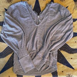 Free People Lace-Trimmed Knit Top